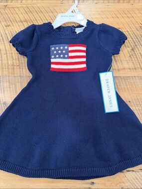 Draper James Navy Knit Dress with Flag Patch